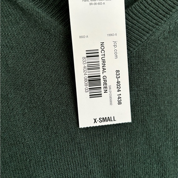 Worthington Green V Neck Long Sleeve Pullover Sweater - Picture 3 of 4